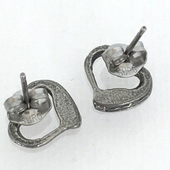 Vintage 80’s Turquoise Heart Stud Earrings Chip Inlay Boho Retro NEW Dead Stock - Picture 3 of 10